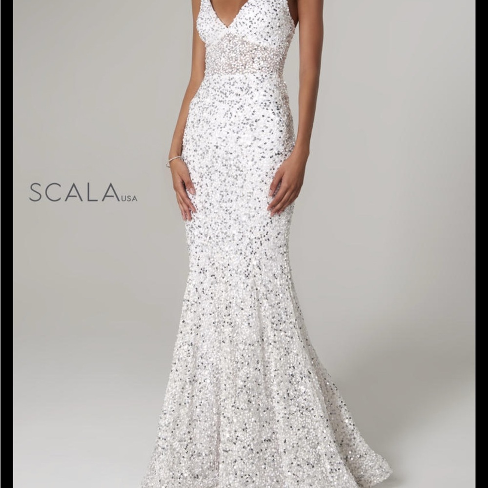 Scala Sparkling White Evening Dress